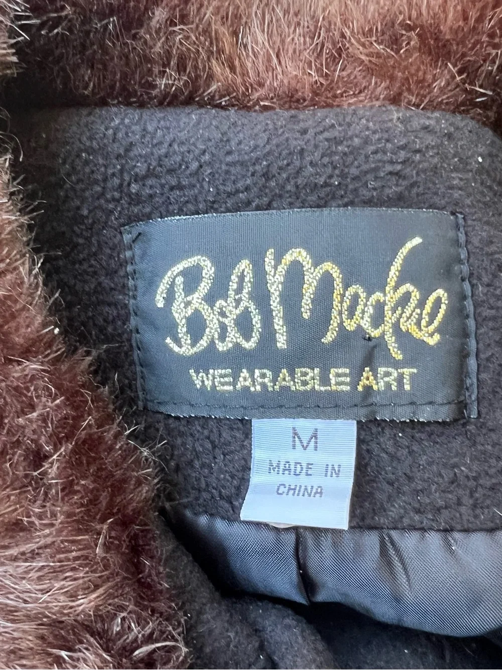 Bob Mackie Wearable Art embroidered fleece vest with faux fur collar Size M